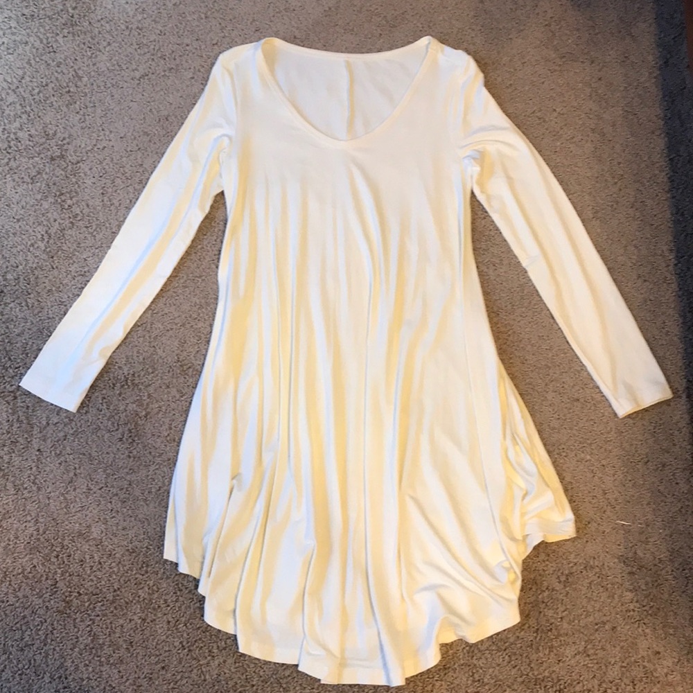 Long-sleeve, ivory dress